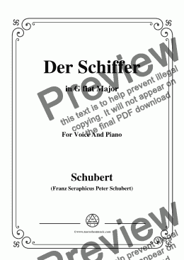 page one of Schubert-Der Schiffer,Op.21 No.2,in G flat Major,for Voice&Piano