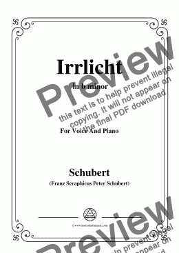 page one of Schubert-Irrlicht,from 'Winterreise',Op.89(D.911) No.9,in b minor,for Voice&Piano