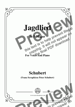 page one of Schubert-Jagdlied(Hunting Song),D.521,in F Major,for Voice&Piano