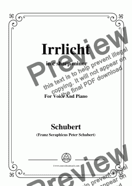 page one of Schubert-Irrlicht,from 'Winterreise',Op.89(D.911) No.9,in c sharp minor,for Voice&Piano