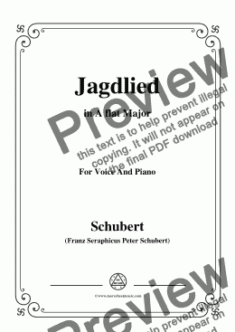 page one of Schubert-Jagdlied(Hunting Song),D.521,in A flat Major,for Voice&Piano