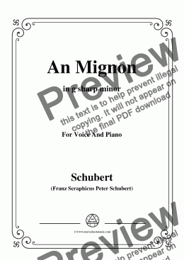 page one of Schubert-An Mignon(To Mignon),Op.19 No.2,in g sharp minor,for Voice&Piano