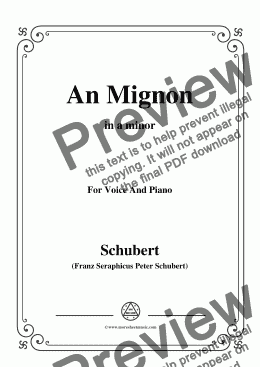 page one of Schubert-An Mignon(To Mignon),Op.19 No.2,in a minor,for Voice&Piano