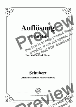 page one of Schubert-Auflösung,in B flat Major,for Voice&Piano