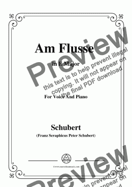 page one of Schubert-Am Flusse (By the River),D.766,in E Major,for Voice&Piano