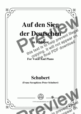 page one of Schubert-Auf den Sieg der Deutschen,in F Major,for Voice,2 Violins&Cello