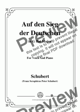 page one of Schubert-Auf den Sieg der Deutschen,in G flat Major,for Voice,2 Violins&Cello