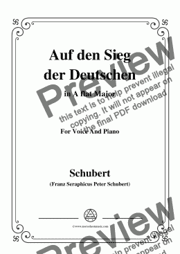 page one of Schubert-Auf den Sieg der Deutschen,in A flat Major,for Voice,2 Violins&Cello