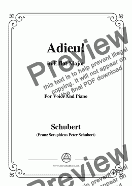 page one of Schubert-Adieu!,in E flat Major,for Voice&Piano