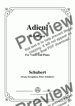 page one of Schubert-Adieu!,in E Major,for Voice&Piano