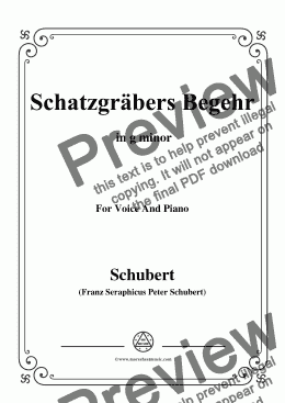 page one of Schubert-Schatzgräbers Begehr,Op.23 No.4,in g minor,for Voice&Piano