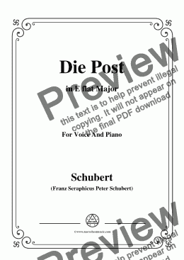 page one of Schubert-Die Post,from 'Winterreise',Op.89(D.911) No.13,in E flat Major,for Voice&Piano