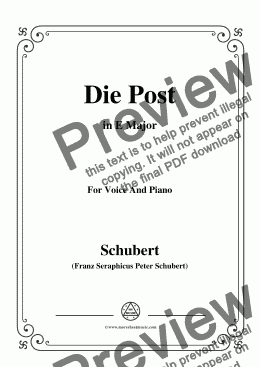 page one of Schubert-Die Post,from 'Winterreise',Op.89(D.911) No.13,in E Major,for Voice&Piano