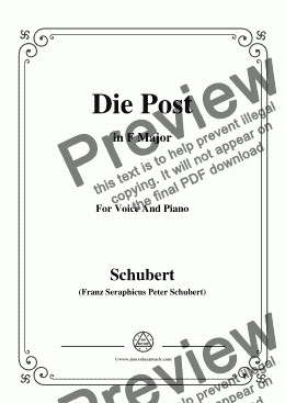 page one of Schubert-Die Post,from 'Winterreise',Op.89(D.911) No.13,in F Major,for Voice&Piano 