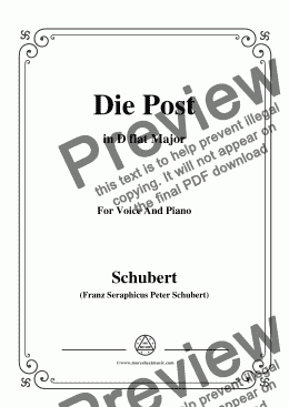 page one of Schubert-Die Post,from 'Winterreise',Op.89(D.911) No.13,in D flat Major,for Voice&Piano