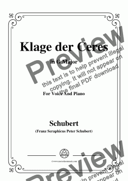 page one of Schubert-Klage der Ceres,in G Major,for Voice&Piano