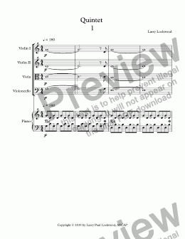 page one of Quintet for String Quartet and Keyboard