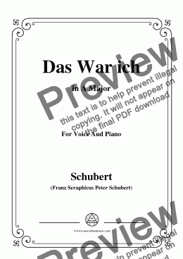 page one of Schubert-Das War ich,in A Major,for Voice&Piano