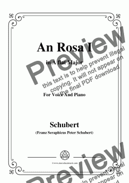 page one of Schubert-An Rosa I(To Rosa),D.315,in A flat Major,for Voice&Piano