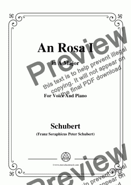 page one of Schubert-An Rosa I(To Rosa),D.315,in A Major,for Voice&Piano