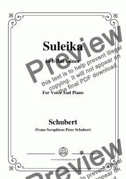 page one of Schubert-Suleika(Suleika I),Op.14 No.1,in b flat minor,for Voice&Piano