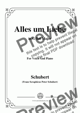 page one of Schubert-Alles um Liebe,in G flat Major,for Voice&Piano