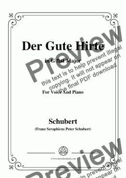 page one of Schubert-Der Gute Hirte,in G flat Major,for Voice&Piano