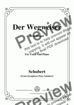 page one of Schubert-Der Wegweiser,from 'Winterreise',Op.89(D.911) No.20,in a minor,for Voice&Pno