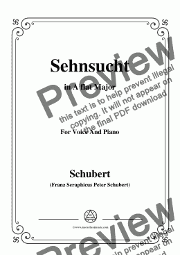 page one of Schubert-Sehnsucht,in A flat Major,for Voice&Piano