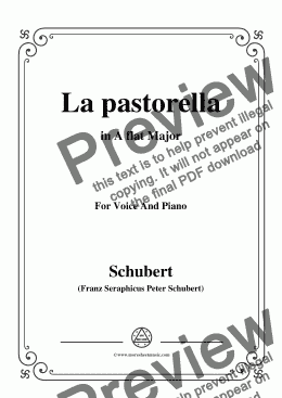 page one of Schubert-La pastorella,in A flat Major,for Voice&Piano