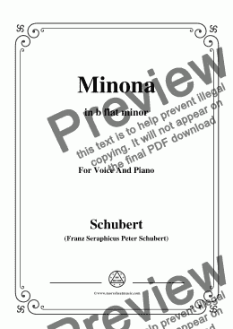 page one of Schubert-Minona,in b flat minor,for Voice&Piano