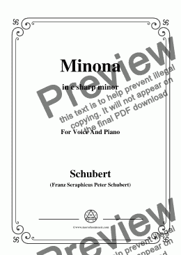 page one of Schubert-Minona,in c sharp minor,for Voice&Piano