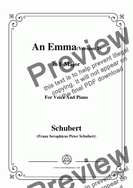 page one of Schubert-An Emma(1st version),in F Major,for Voice&Pno