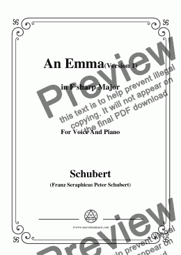 page one of Schubert-An Emma(1st version),in F sharp Major,for Voice&Pno