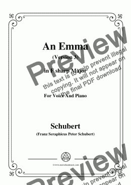 page one of Schubert-An Emma(3rd ver. published as Op.58 No.2),D.113,in F sharp Major,for Voice&Piano