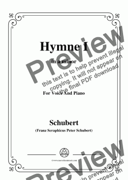 page one of Schubert-Hymne(Hymn I),D.659,in a minor,for Voice&Piano