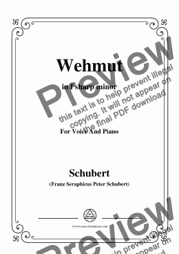 page one of Schubert-Wehmut,Op.22 No.2,in f sharp minor,for Voice&Piano