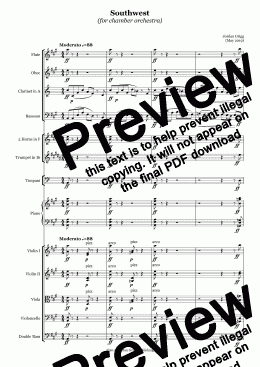 page one of Southwest (for chamber orchestra) - Score and parts