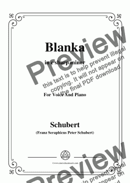 page one of Schubert-Blanka,in c sharp minor,for Voice&Piano