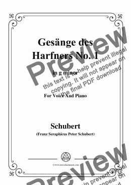 page one of Schubert-Gesänge des Harfners,Op.12 No.1,in g minor,for Voice&Piano