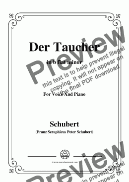 page one of Schubert-Der Taucher(The Diver),D.77,in b flat minor,for Voice&Piano