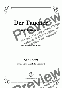 page one of Schubert-Der Taucher(The Diver),D.77,in c sharp minor,for Voice&Piano