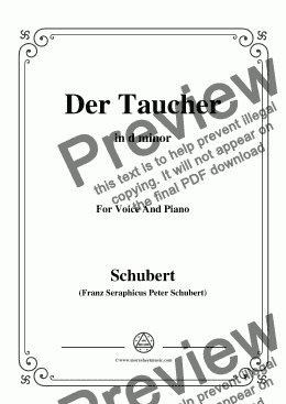 page one of Schubert-Der Taucher(The Diver),D.77,in d minor,for Voice&Piano