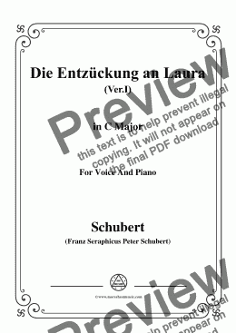 page one of Schubert-Die Entzückung an Laura(Version I),D.577,in C Major,for Voice&Piano