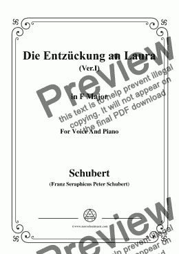 page one of Schubert-Die Entzückung an Laura(Version I),D.577,in F Major,for Voice&Piano