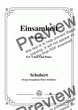 page one of Schubert-Einsamkeit,from 'Winterreise',in d minor,for Voice&Piano