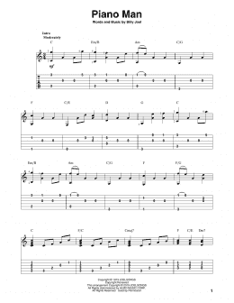 page one of Piano Man (arr. Bill LaFleur) (Solo Guitar)