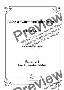 page one of Schubert-Liebe schwärmt auf allen Wegen,in B flat Major,for Voice&Piano