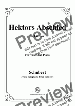 page one of Schubert-Hektors Abschied(Hector's Farewell),D.312,in f minor,for Voice&Piano