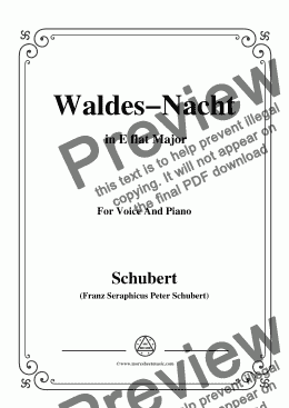 page one of Schubert-Waldes-Nacht,in E flat Major,for Voice&Piano